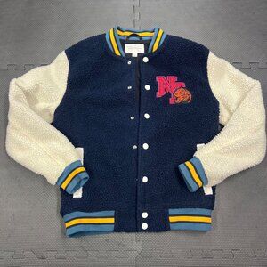 Sun Stone Ny Tiger Varsity Sherpa Jacket Retro Color Block Collegiate Style